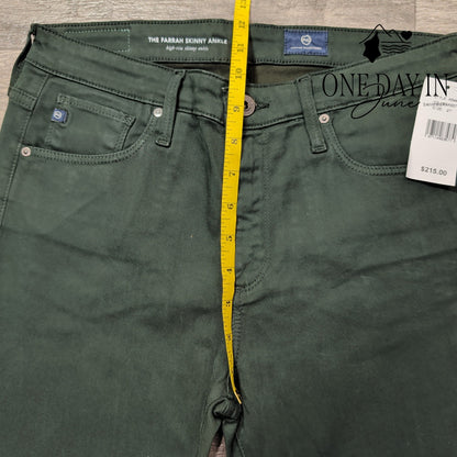 AG Adriano Goldschmied Farrah Skinny Ankle Jeans Green High Rise NWT Size 4 (27)