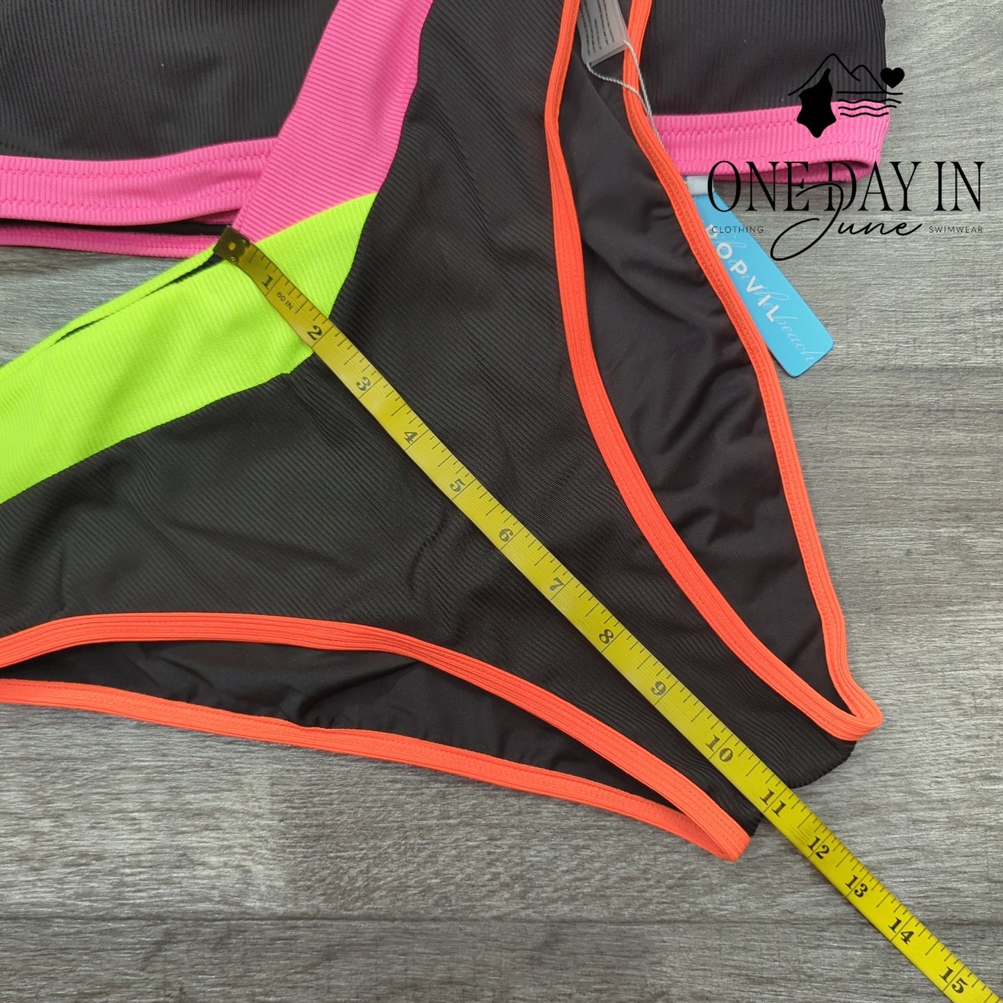 Popvil V Wire Ribbed Bikini Swimsuit Size L