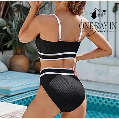 Blooming Jelly Ribbed High Waist Crop Bikini Swimsuit Size L