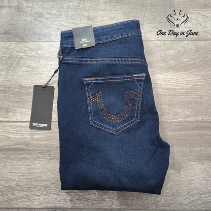 True Religion Becca Crystal Mid Rise Bootcut Jeans Dark Wash NWT $179 Size 27 (4