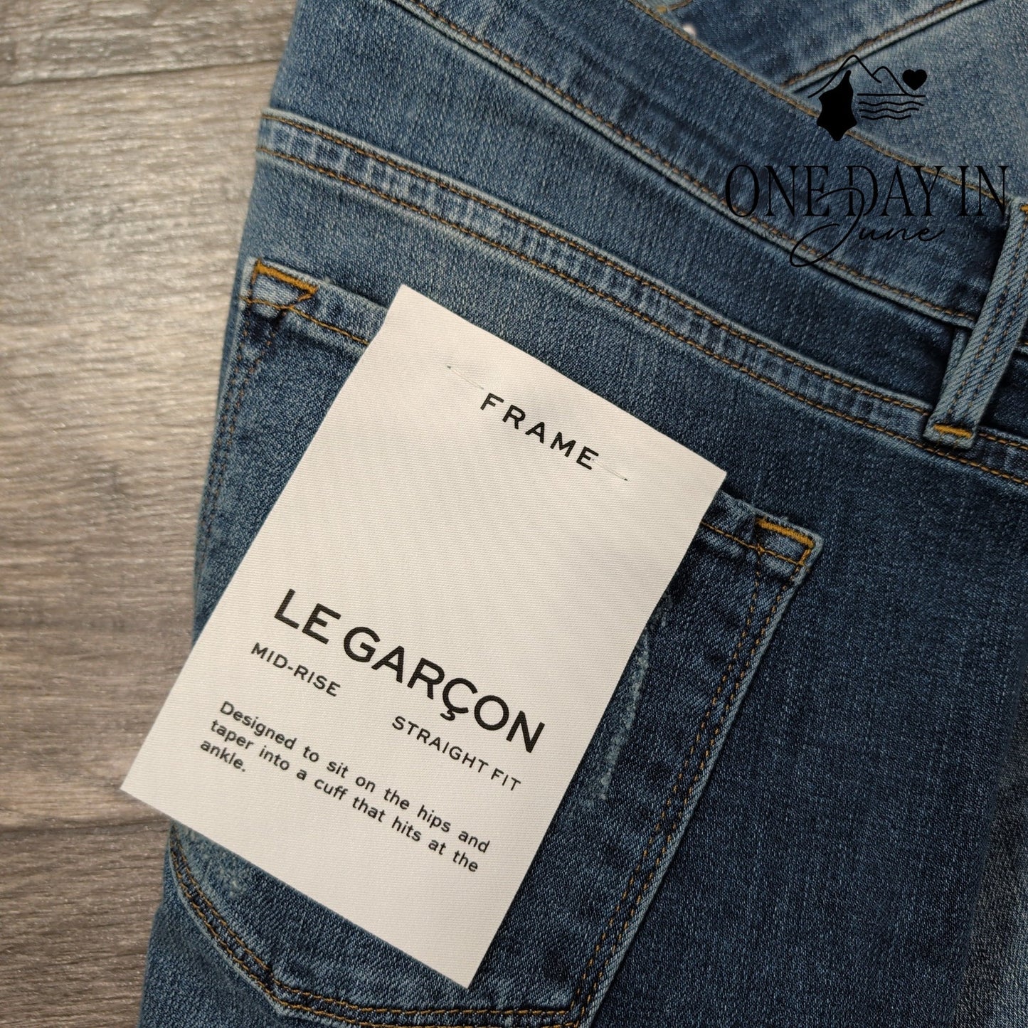 Frame Le Garcon Jeans Blue Azur Mid Rise Straight Boyfriend NWT Size 16 (33)