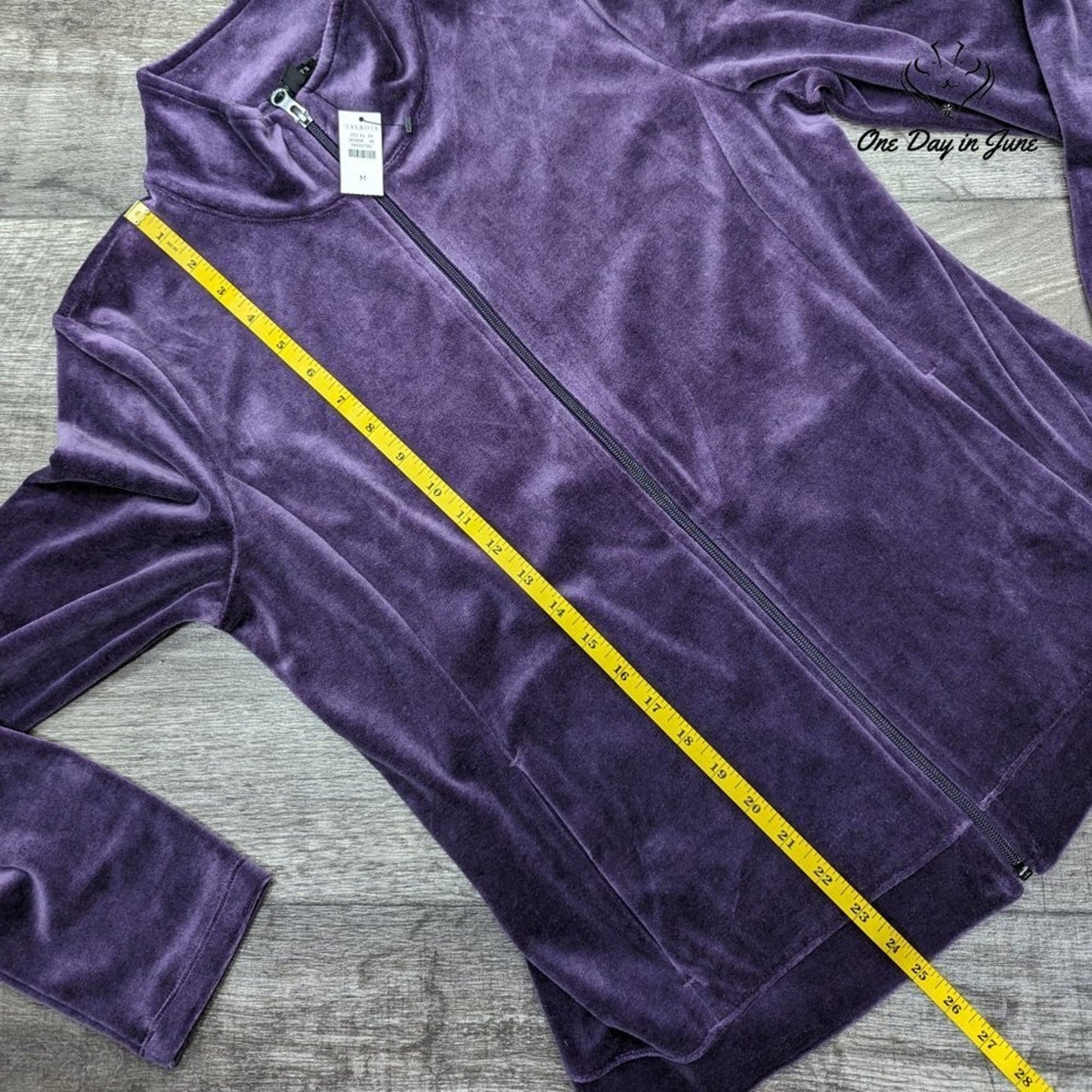 Talbots Velour Zip Front Sweatshirt Size M