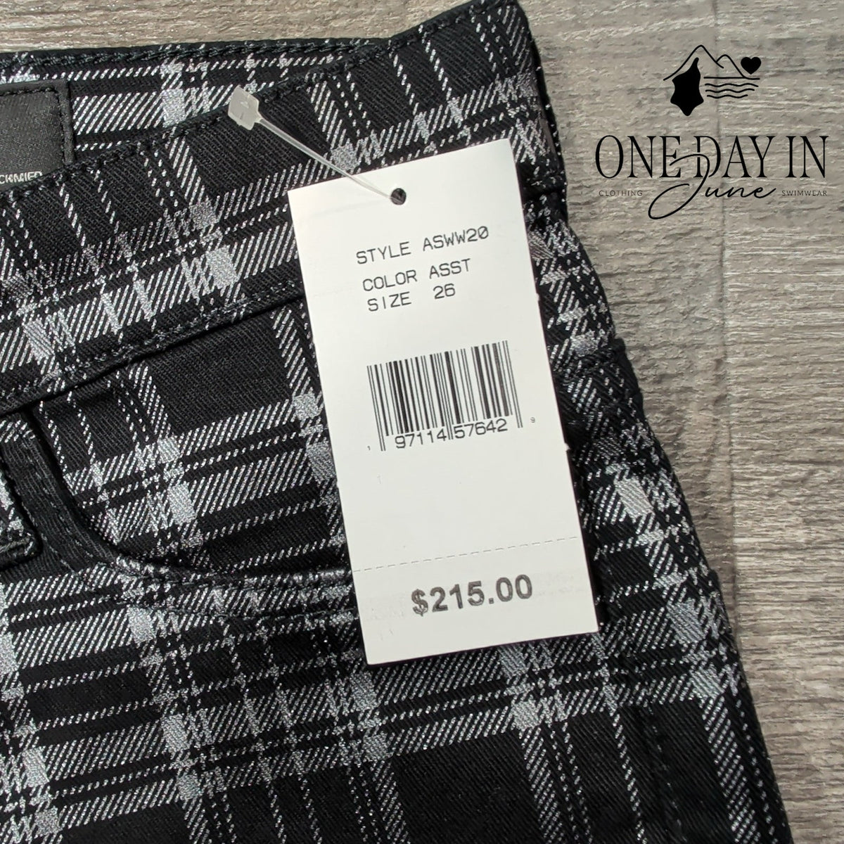 AG Adriano Goldschmied Farrah High Rise Skinny Jeans Black Plaid NWT Size 2 (26)