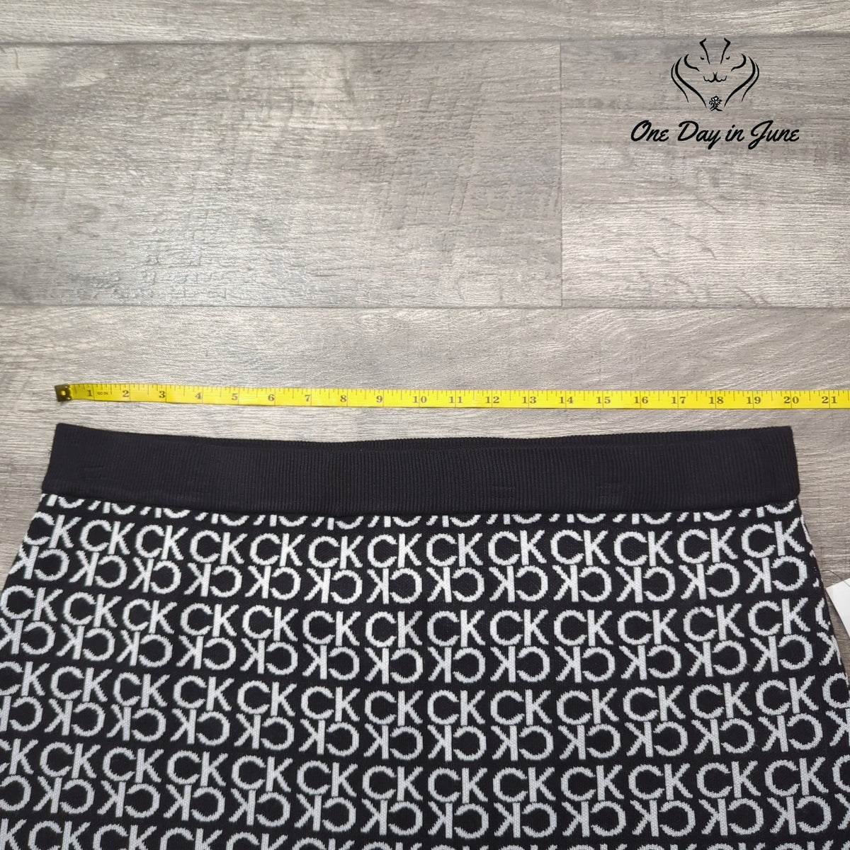 Calvin Klein CK Monogram Logo Pull On Knit Mini Skirt Black White NWT Size XL