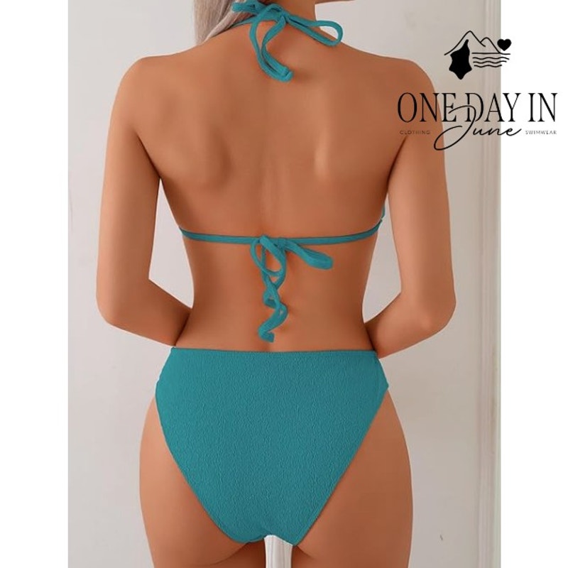 Swimall Textured Halter Bikini Swimsuit Size L