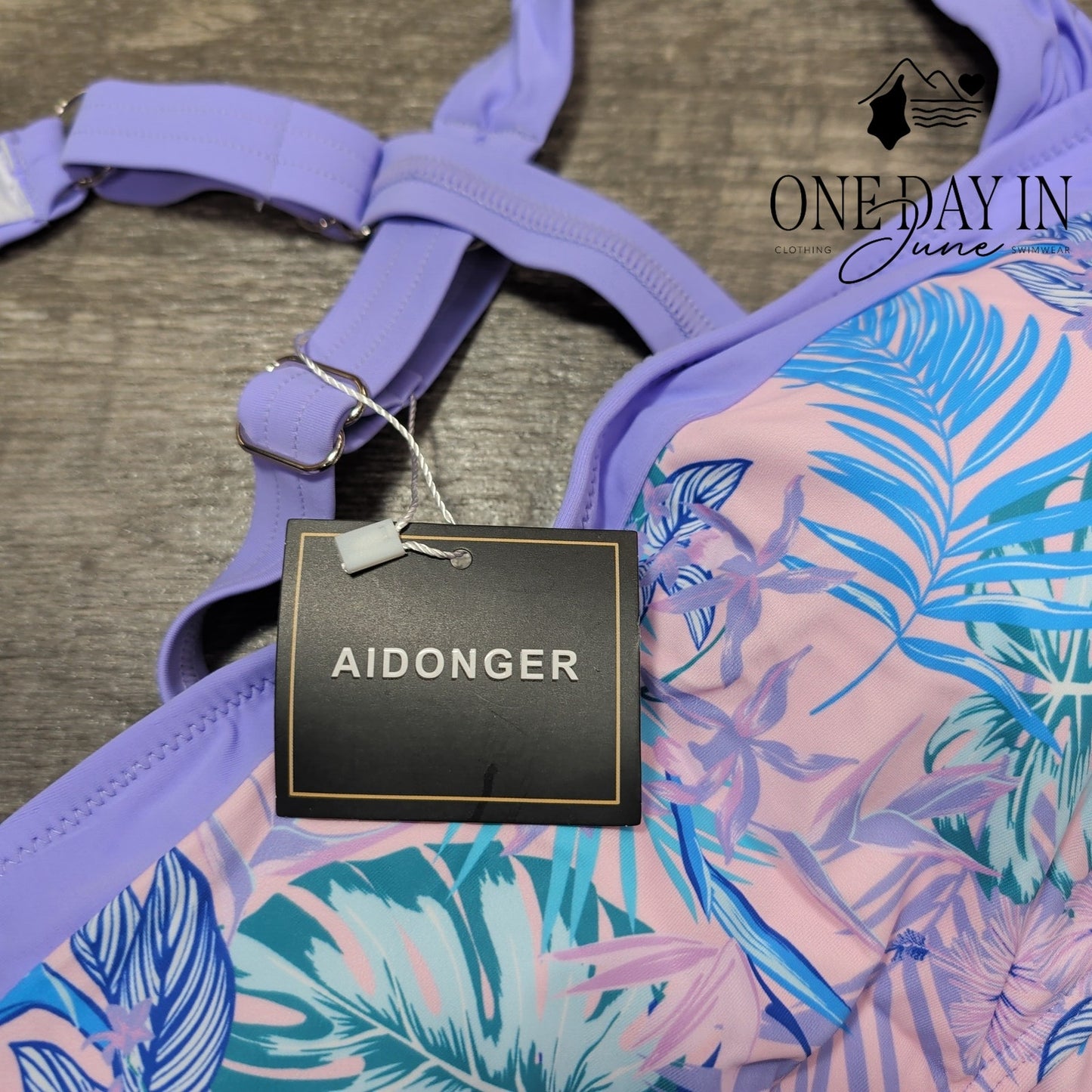 Aidonger Tropical Tankini Swimsuit Size L