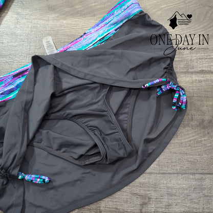 Rekita Skirted Racerback Tankini Swimsuit Size L