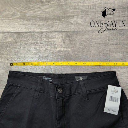 AG Adriano Goldschmied The Layla Cropped Flare Trouser Pants Black NWT 27 Size 4