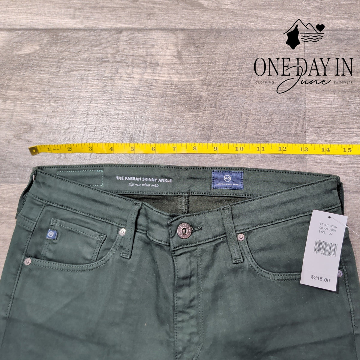 AG Adriano Goldschmied Farrah Skinny Ankle Jeans Green High Rise NWT Size 4 (27)