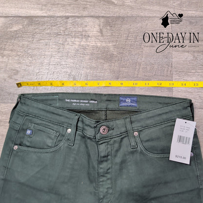AG Adriano Goldschmied Farrah Skinny Ankle Jeans Green High Rise NWT Size 4 (27)