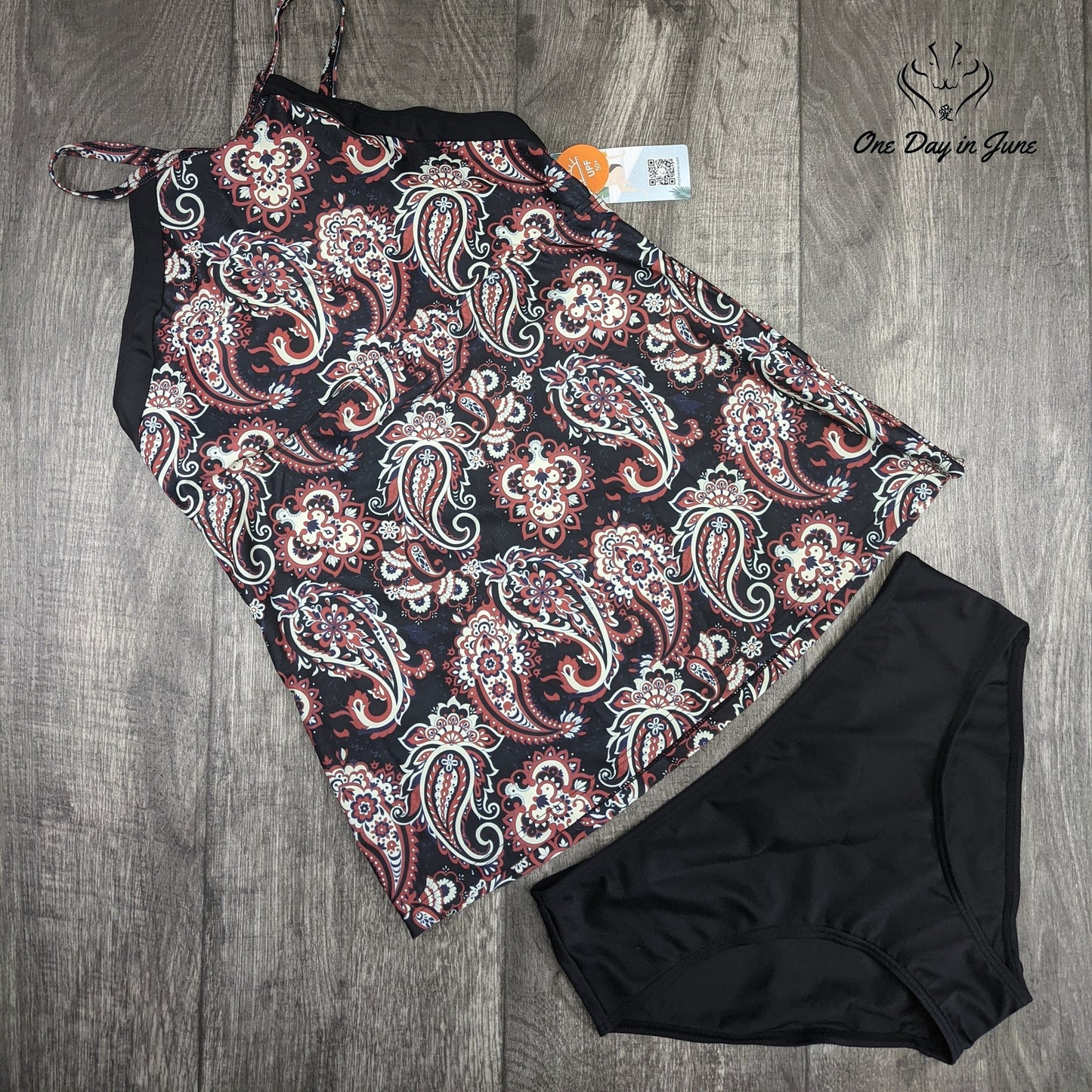 Sociala High Neck Paisley Bikini Swimsuit Size L