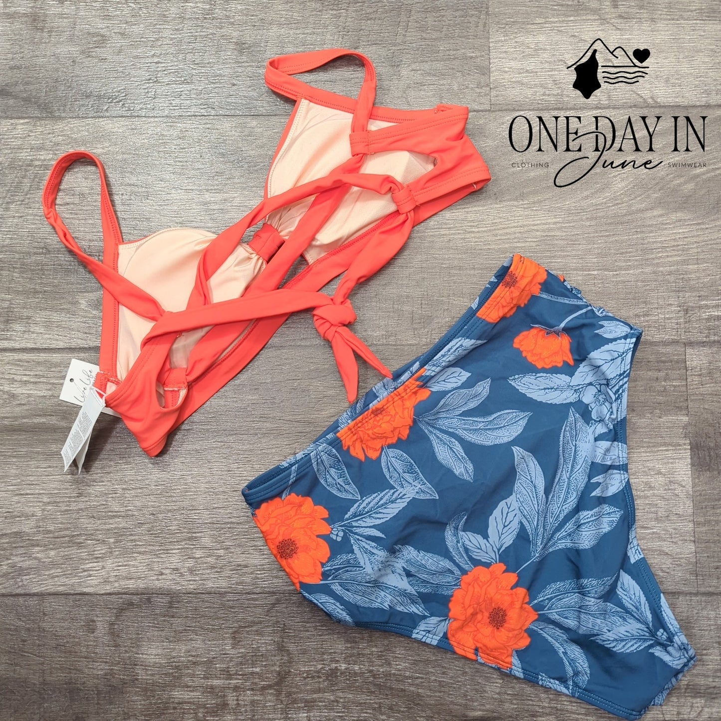 Cupshe Tie Back Hey Hole High Waist Bikini Swimsuit Size S