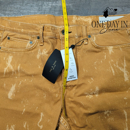 Rag & Bone Fit 1 Authentic Skinny Jeans Golden Brown Distressed NWT Size 36X32