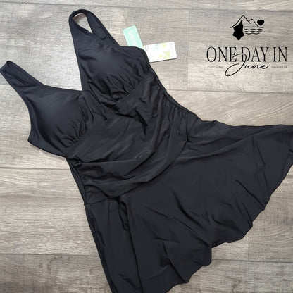 Shekini Twist Front Boyshort Swimdress One Piece Swimsuit Size S