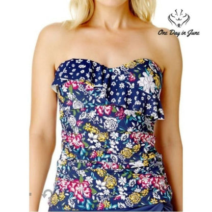 Liz Claiborne Floral Tankini Top Size S