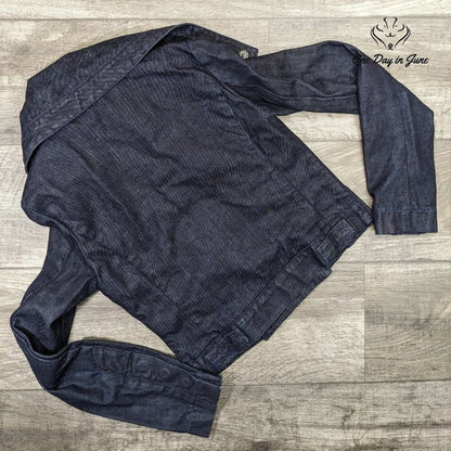 AG Adriano Goldschmied Snap Front Denim Jacket Dark Indigo Moto Size S