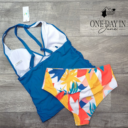Beachsissi V Front Tummy Control Tankini Swimsuit Size M
