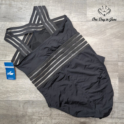 Hilor Strappy Mesh One Piece Swimsuit Black NWT Size M