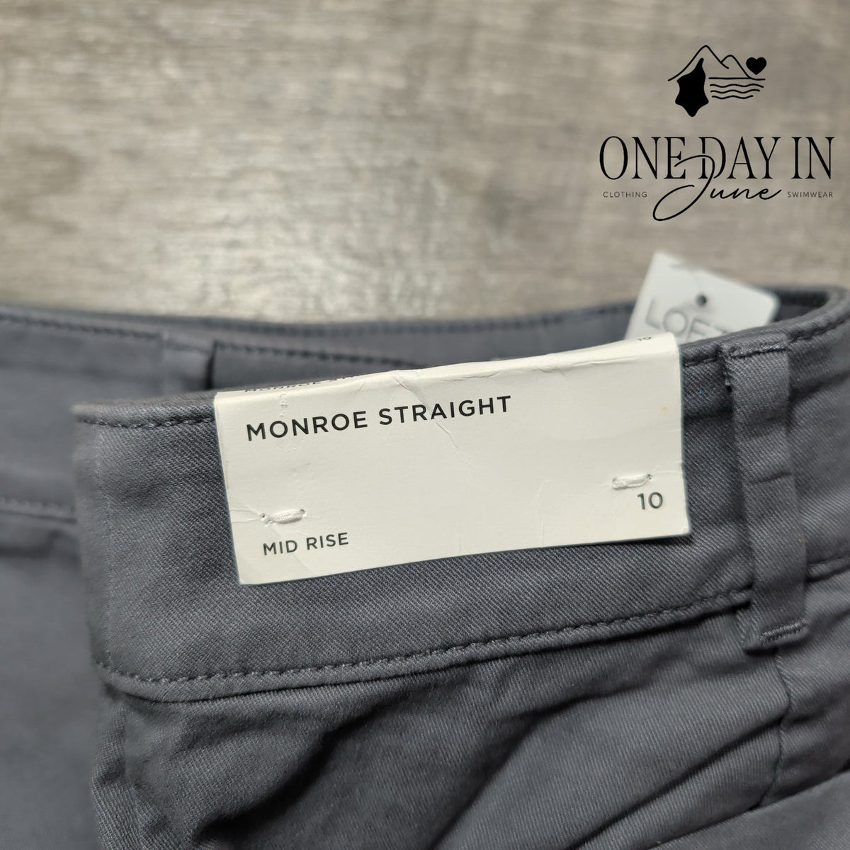 Loft Monroe Straight Pants Gray Mid Rise Chino Trousers NWT Size 10