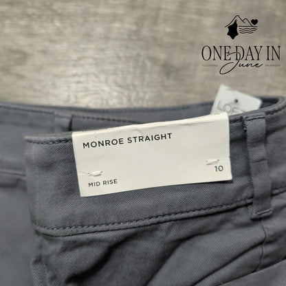 Loft Monroe Straight Pants Gray Mid Rise Chino Trousers NWT Size 10