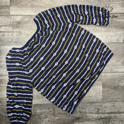 Michael Kors Women's Wide Neck Long Sleeve Nautical Top Size L