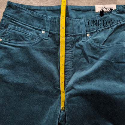 Chico's Pull On Kick Flare Pants Teal Velvet Velour NWT Size Chico's 1 (8)