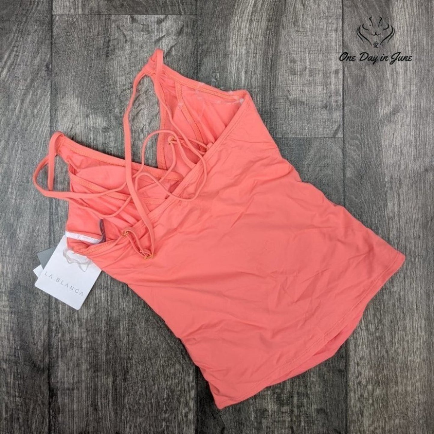 La Blanca Island Goddess Underwire Cross Back Tankini Top Size 0