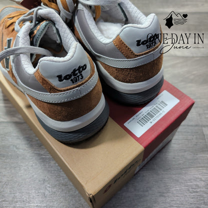 Lotto Leggenda Marathon T7388 Suede Mesh Sneakers Brown Gray Black NWT Size 10