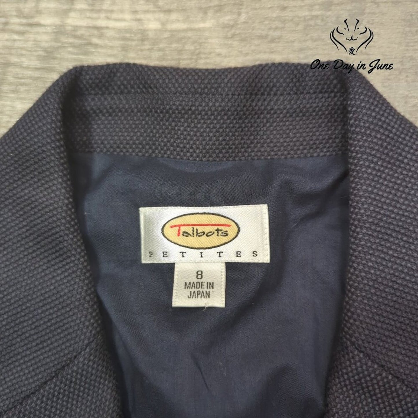 Talbots Petites 2 Button Blazer Navy Textured Size 8