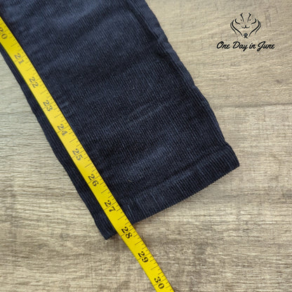 Forever 21 Slim Leg Corduroy Pants Navy Blue Five Pocket Size S