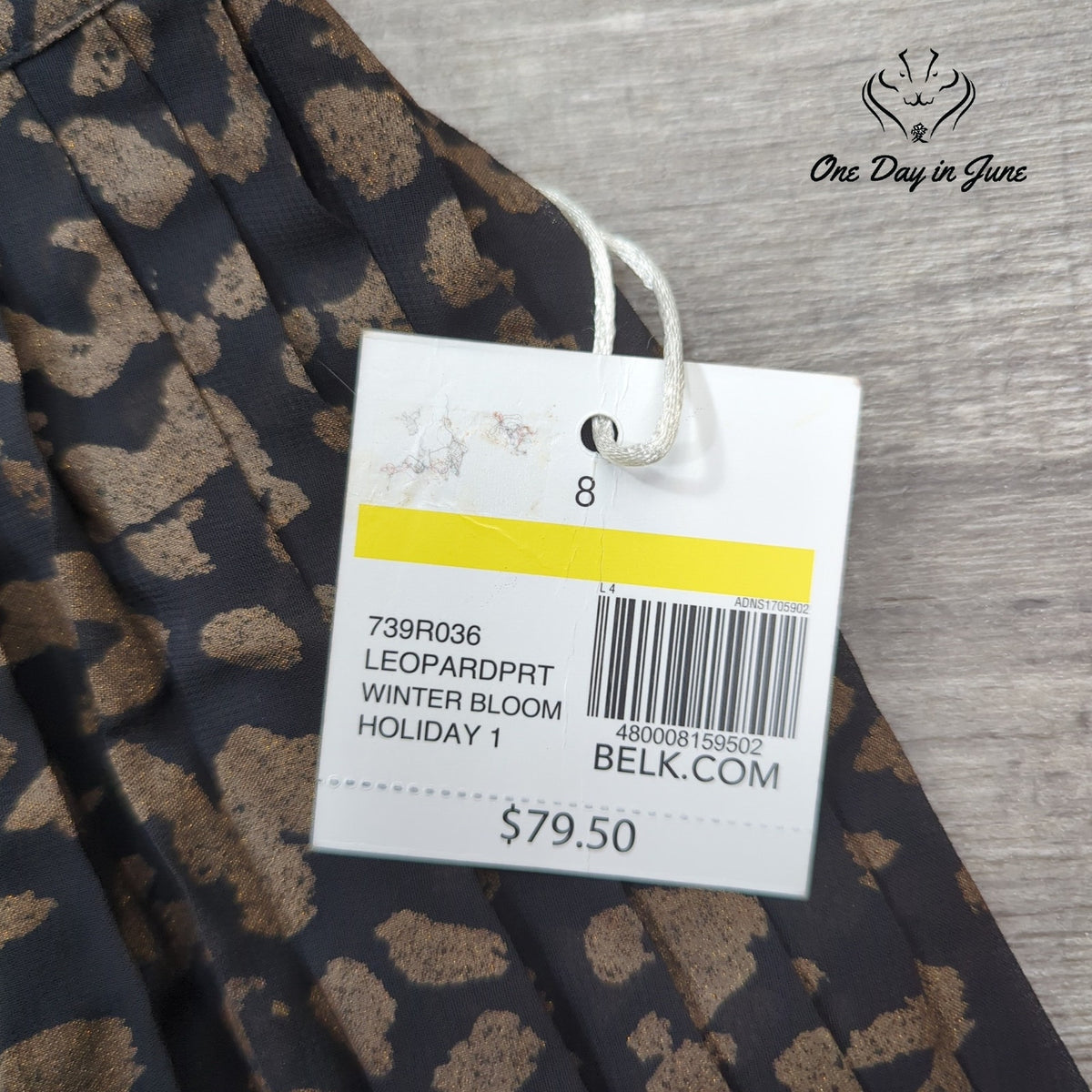 Kaari Blue Winter Bloom Leopard Print Pleated Midi Skirt NWT Size 8