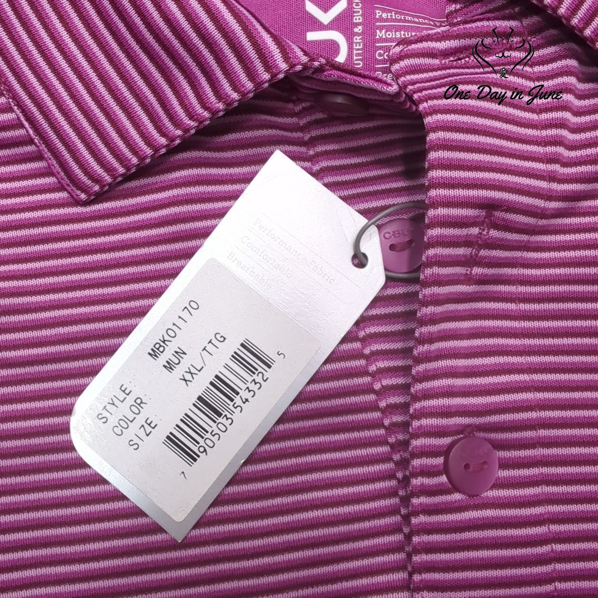 CBUK Cutter & Buck Men's Striped Performance Golf Polo Purple NWT Size XXL