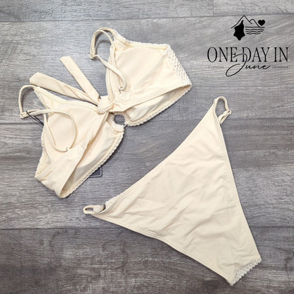 Zaful Ring Tie Back Bikini Swimsuit Size M