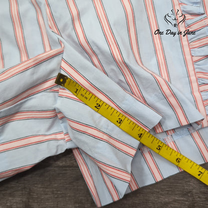 Loft Womens Ruffle Front Striped Shorts Blue Coral Side Zip Size 10