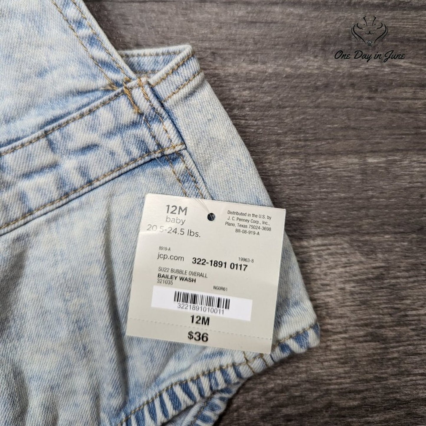 Okie Dokie Bailey Wash Overalls Size 12M