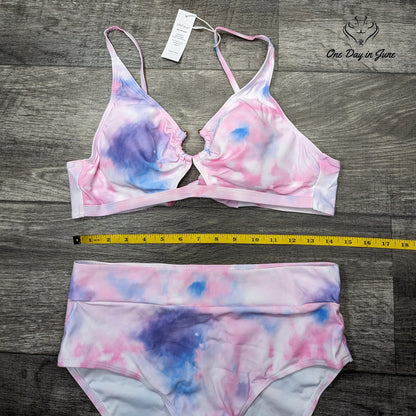 Edel Qual Tie Back Ring Top Bikini Swimsuit Size L