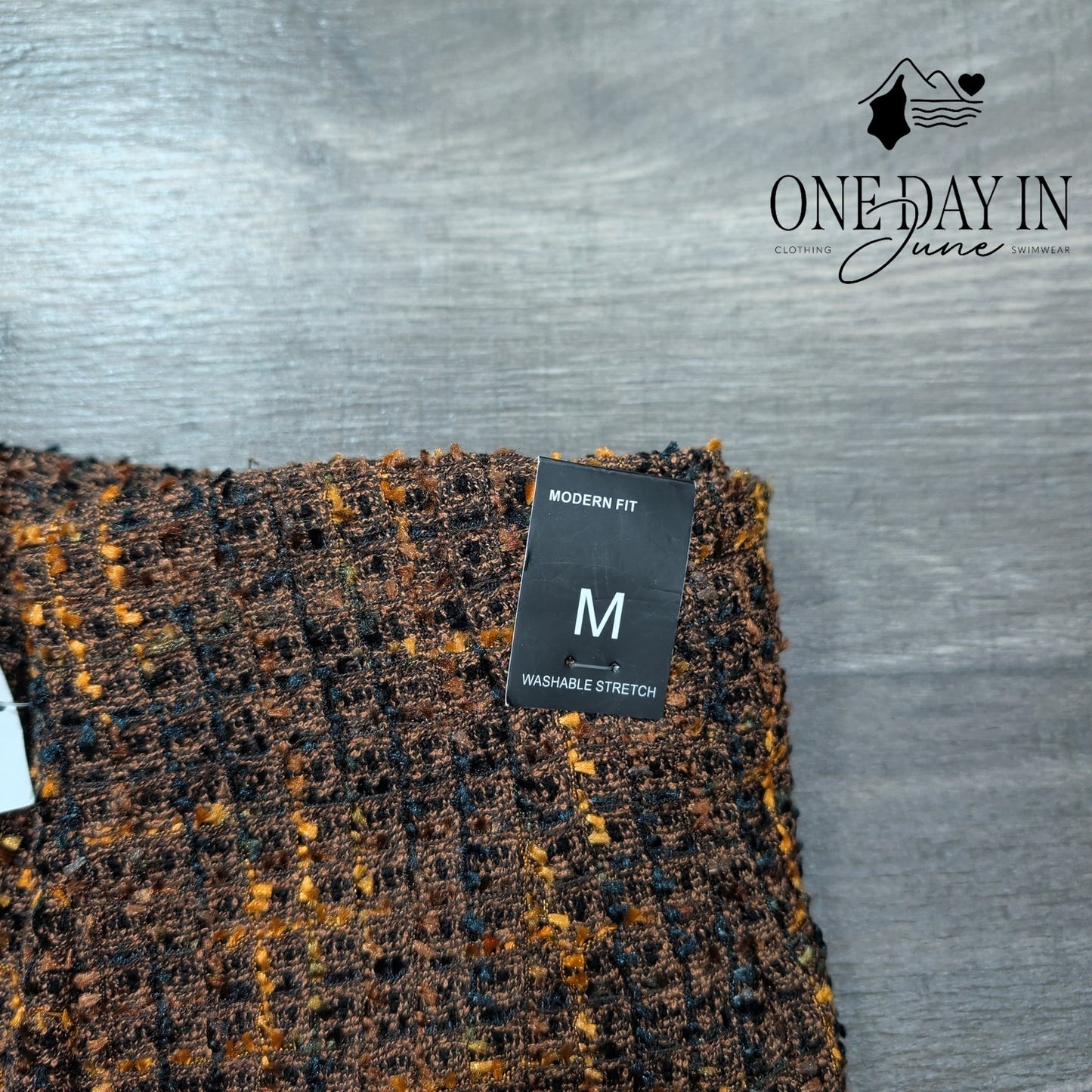 Amanda + Chelsea Modern Fit Tweed Pencil Skirt Brown Gold NWT $98 Size M
