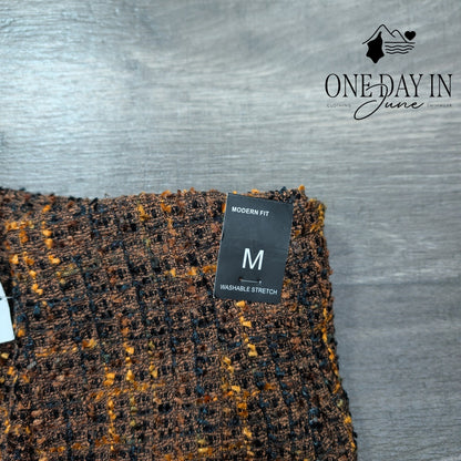 Amanda + Chelsea Modern Fit Tweed Pencil Skirt Brown Gold NWT $98 Size M
