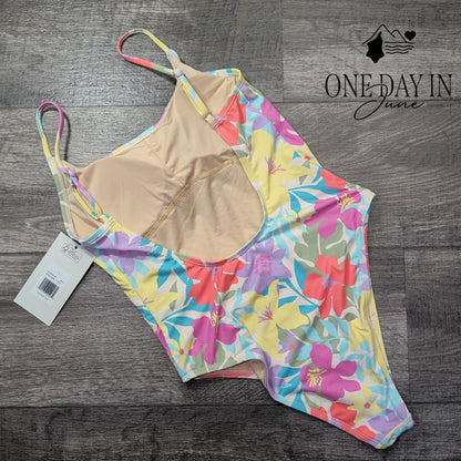 Billabong Beach Babe One Piece Swimsuit Tropical Floral NWT $99.95 Size L