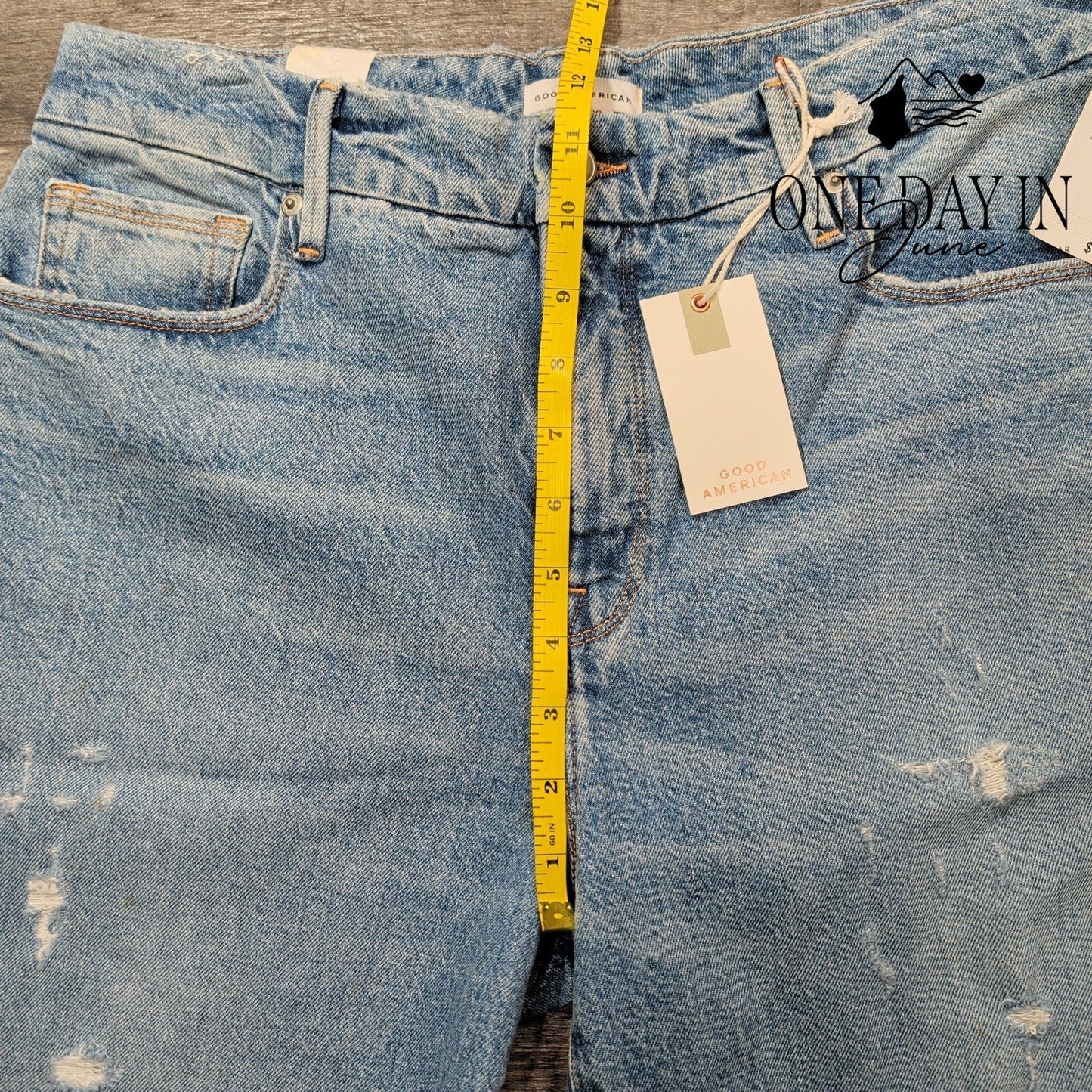 Good American Distressed Raw Hem Jeans Indigo046 NWT $159 Size 6