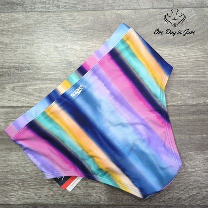 Speedo Porcelain High Waist Bikini Bottom Rainbow Stripe NWT Size XS