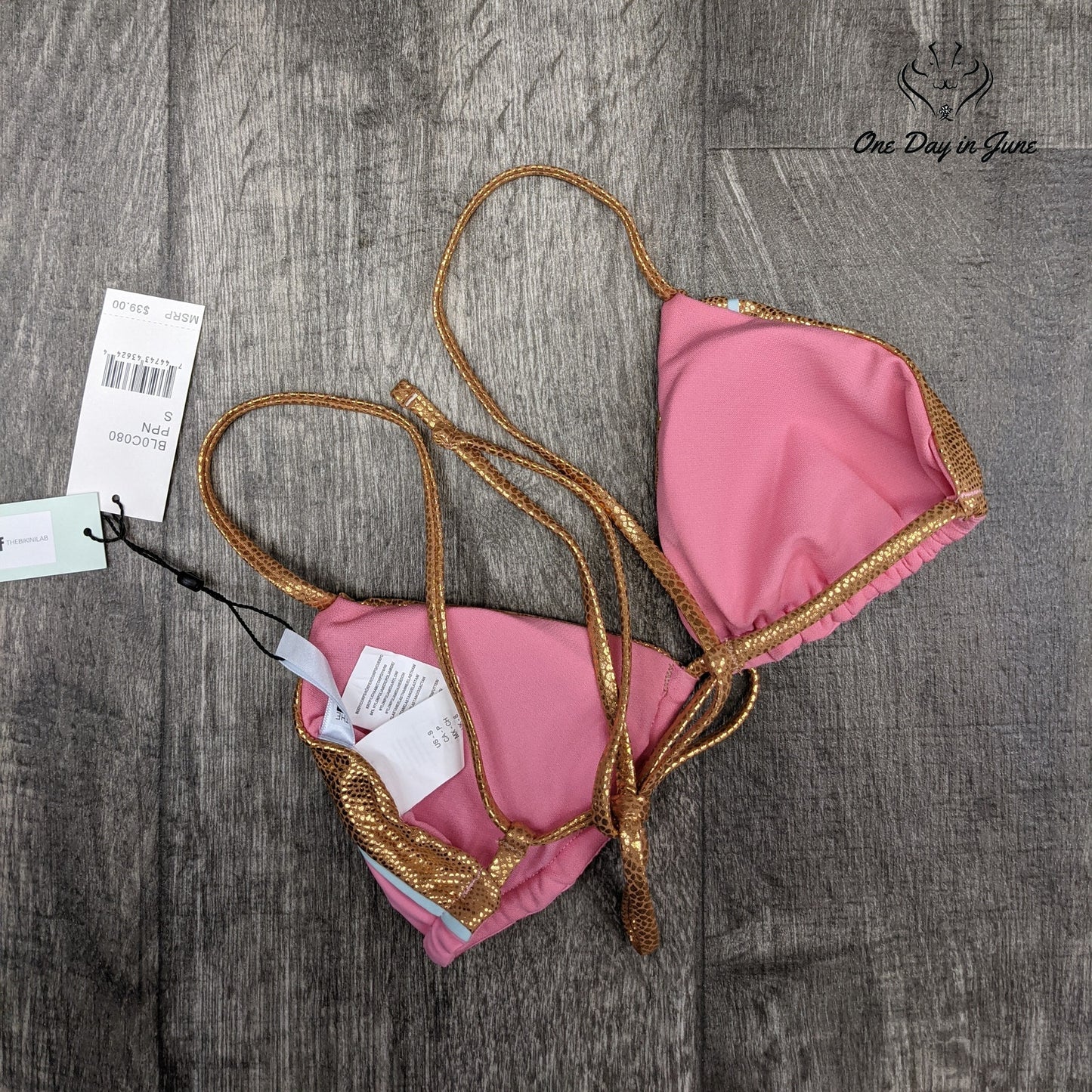 Bikini Lab Triangle Bra Bikini Top Swimsuit Size S