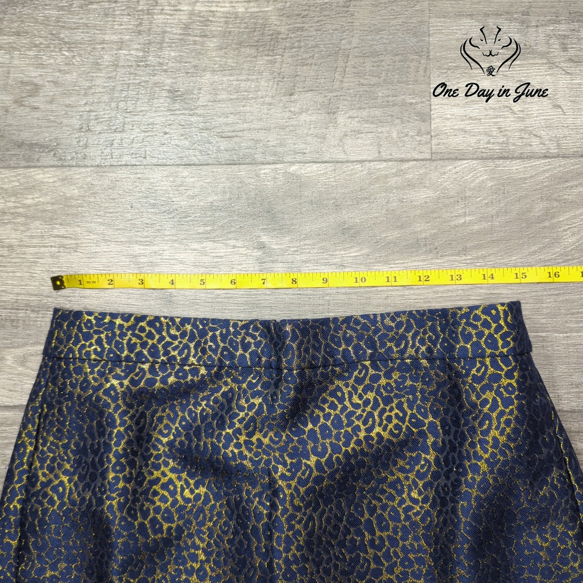 J.Crew Metallic Leopard Jacquard Mini Skirt Navy Gold NWT Size 4