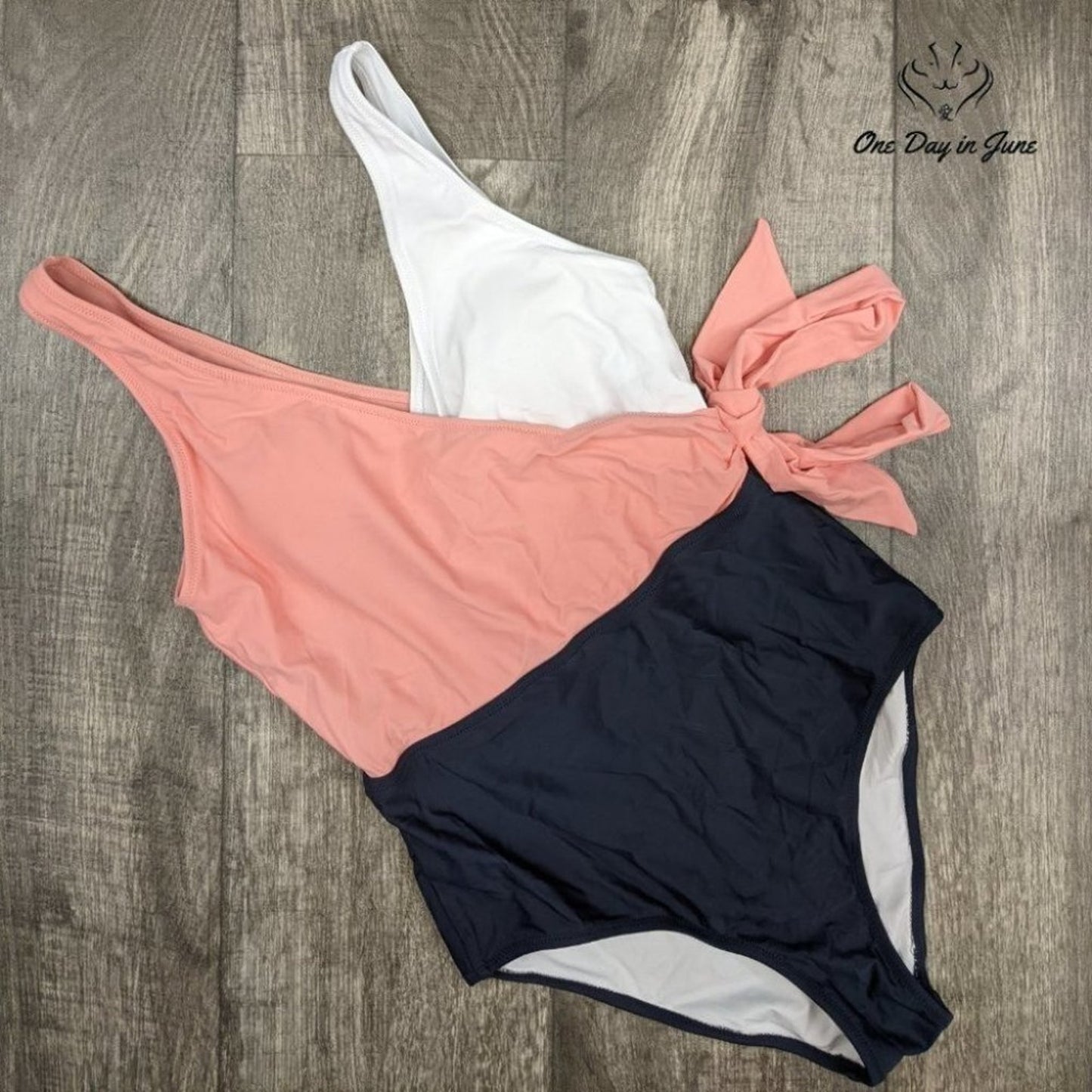 Felnart V Neck Color Block Wrap One Piece Swimsuit Size M