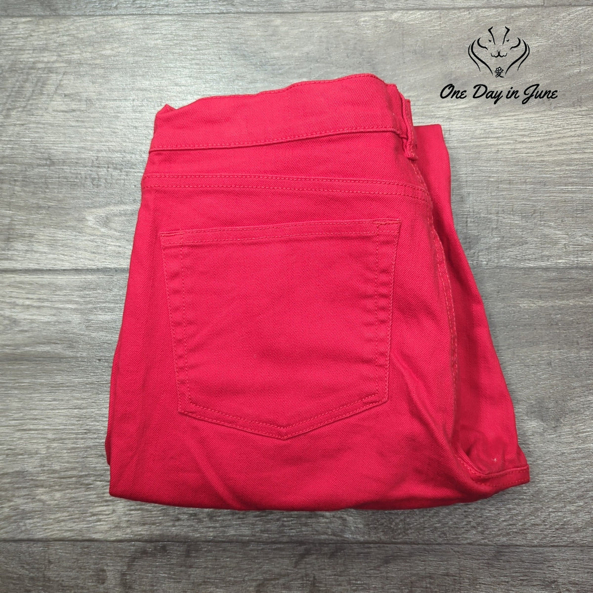 Chaps Cropped Jeans Red Pink Capri Pants Stretch Denim Size 6