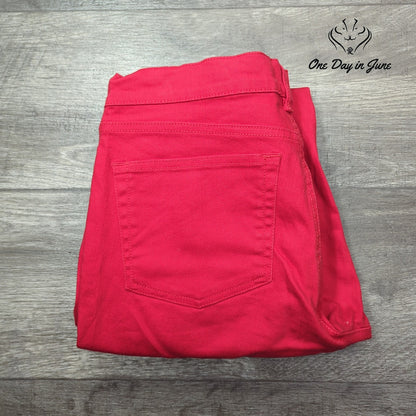 Chaps Cropped Jeans Red Pink Capri Pants Stretch Denim Size 6