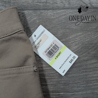 Gloria Vanderbilt Amanda Jeans Hazelnut Tan Tapered Leg NWT $40 Size 4 Short