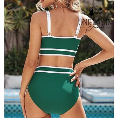 Blooming Jelly High Waist Crop Bikini Swimsuit Size L