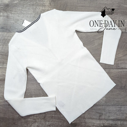 Premise Ribbed Long Sleeve Quarter Zip Sweater Size S