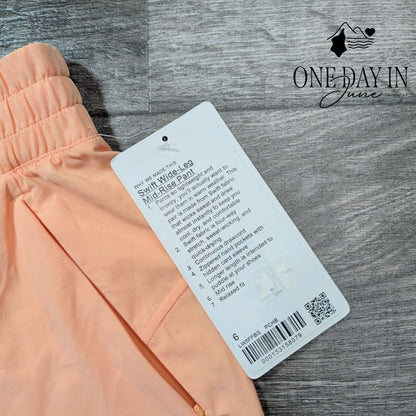 Lululemon Swift Wide Leg Mid Rise Pants Peach Bellini NWT LW5FFBS Size 6